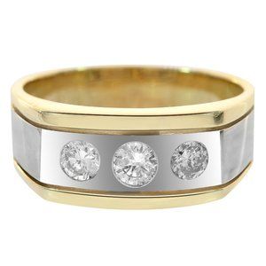 0.50 Carat Three Round Cut Diamonds Mens Ring